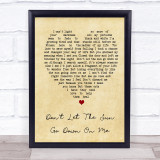 Don't Let The Sun Go Down On Me Elton John Vintage Heart Song Lyric Quote Print