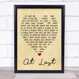 Etta James At Last Vintage Heart Quote Song Lyric Print