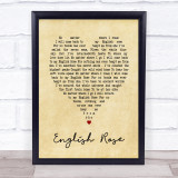 English Rose Paul Weller Vintage Heart Song Lyric Quote Print