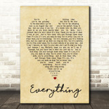 Everything Michael Buble Vintage Heart Song Lyric Quote Print