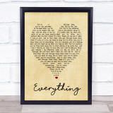 Everything Michael Buble Vintage Heart Song Lyric Quote Print