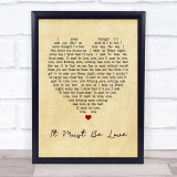 It Must Be Love Madness Vintage Heart Song Lyric Quote Print