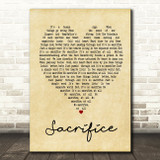 Sacrifice Elton John Vintage Heart Song Lyric Quote Print