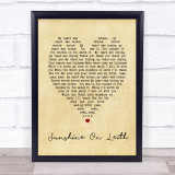 Sunshine On Leith The Proclaimers Vintage Heart Song Lyric Quote Print