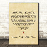 Adam Sandler Grow Old With You Vintage Heart Song Lyric Quote Print