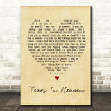 Tears In Heaven Eric Clapton Vintage Heart Song Lyric Quote Print