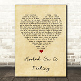 Blue Swede Hooked On A Feeling Vintage Heart Song Lyric Quote Print