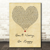 Bobby McFerrin Don't Worry, Be Happy Vintage Heart Song Lyric Quote Print