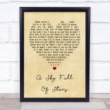 Coldplay A Sky Full Of Stars Vintage Heart Song Lyric Quote Print