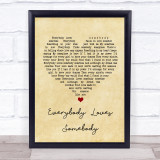 Dean Martin Everybody Loves Somebody Vintage Heart Song Lyric Quote Print