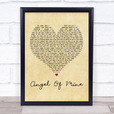 Eternal Angel Of Mine Vintage Heart Song Lyric Quote Print