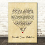 Treat You Better Shawn Mendes Vintage Heart Song Lyric Quote Print
