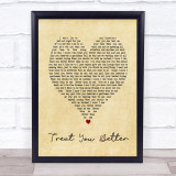 Treat You Better Shawn Mendes Vintage Heart Song Lyric Quote Print