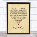 F.R. David Words Vintage Heart Song Lyric Quote Print