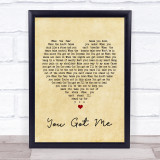 Gavin DeGraw You Got Me Vintage Heart Song Lyric Quote Print