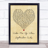 Green Day Wake Me Up When September Ends Vintage Heart Song Lyric Quote Print