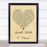 Guns N' Roses Sweet Child O' Mine Vintage Heart Song Lyric Quote Print