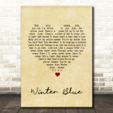 Heather Nova Winter Blue Vintage Heart Song Lyric Quote Print