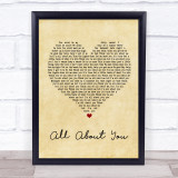 Hilary Duff All About You Vintage Heart Song Lyric Quote Print
