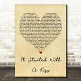 Hot Chocolate It Started With A Kiss Vintage Heart Song Lyric Quote Print