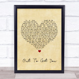 James Out To Get You Vintage Heart Song Lyric Quote Print