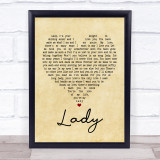 Kenny Rogers Lady Vintage Heart Song Lyric Quote Print