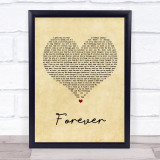 Kiss Forever Vintage Heart Song Lyric Quote Print