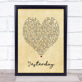 Yesterday Imagine Dragons Vintage Heart Song Lyric Quote Print