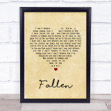 Lauren Wood Fallen Vintage Heart Song Lyric Quote Print