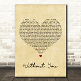 Motley Crue Without You Vintage Heart Song Lyric Quote Print