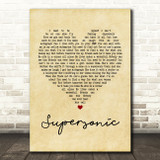 Oasis Supersonic Vintage Heart Song Lyric Quote Print