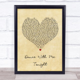 Olly Murs Dance With Me Tonight Vintage Heart Song Lyric Quote Print