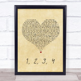 Plain White T's 1, 2, 3, 4 Vintage Heart Song Lyric Quote Print