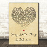 Queen Crazy Little Thing Called Love Vintage Heart Song Lyric Quote Print