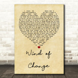 Scorpions Wind of Change Vintage Heart Song Lyric Quote Print