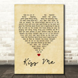 Sixpence None The Richer Kiss Me Vintage Heart Song Lyric Quote Print