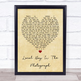 Stereophonics Local Boy In The Photograph Vintage Heart Song Lyric Quote Print