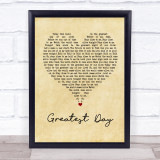 Take That Greatest Day Vintage Heart Song Lyric Quote Print
