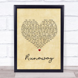 The Corrs Runaway Vintage Heart Song Lyric Quote Print