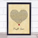 Tracy Chapman Fast Car Vintage Heart Song Lyric Quote Print