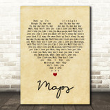 Yeah Yeah Yeahs Maps Vintage Heart Song Lyric Quote Print