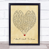 I Don't Want To Know Fleetwood Mac Vintage Heart Quote Song Lyric Print