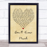 Aaron Neville and Linda Ronstadt Don't Know Much Vintage Heart Song Lyric Print