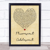 Arctic Monkeys Fluorescent Adolescent Vintage Heart Quote Song Lyric Print