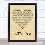 Chris Brown With You Vintage Heart Quote Song Lyric Print