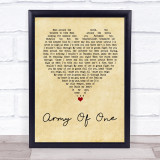 Coldplay Army Of One Vintage Heart Quote Song Lyric Print