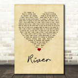 Joni Mitchell River Vintage Heart Quote Song Lyric Print