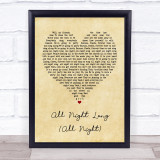 Lionel Richie All Night Long (All Night) Vintage Heart Quote Song Lyric Print