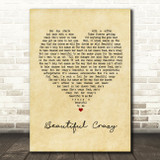 Luke Combs Beautiful Crazy Vintage Heart Quote Song Lyric Print