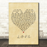 Nat King Cole L-O-V-E Vintage Heart Quote Song Lyric Print